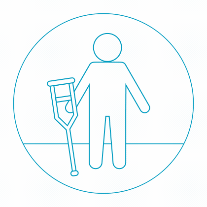 Icon of person with crutch