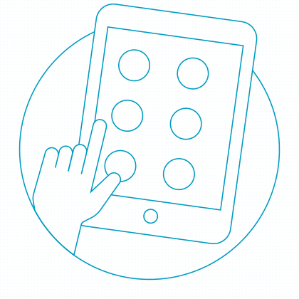 Icon of hand tapping on tablet